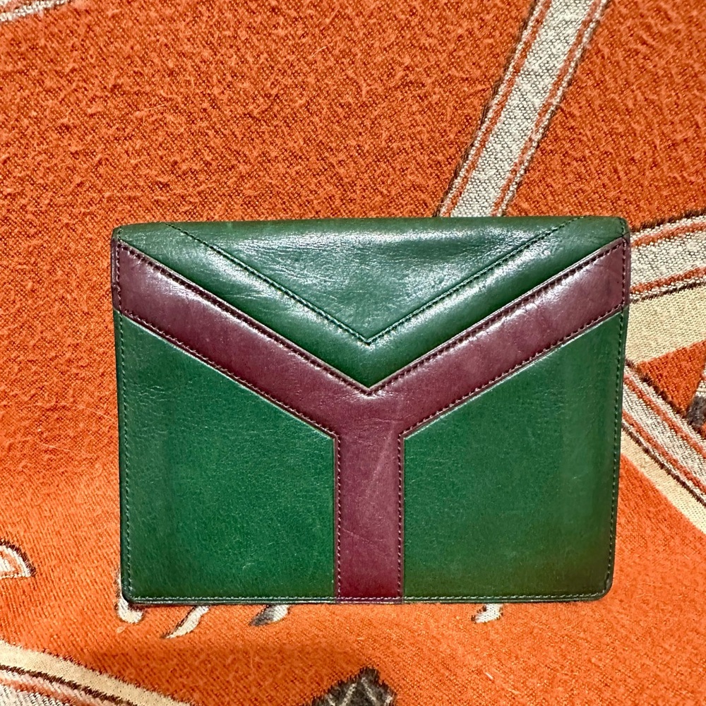 Yves Saint Laurent Green and Burgundy Wallet
